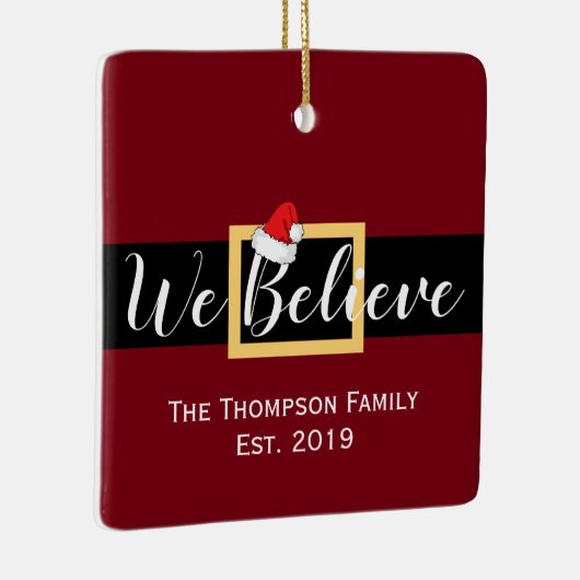 クリスマスサンタクロース信じ私たち家族の写真 セラミックオーナメント (右)