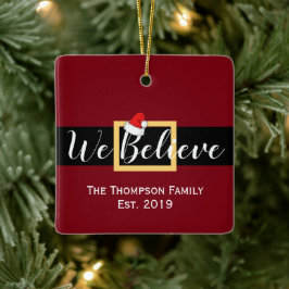 クリスマスサンタクロース信じ私たち家族の写真 セラミックオーナメント