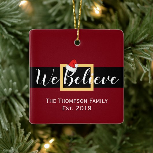 クリスマスサンタクロース信じ私たち家族の写真 セラミックオーナメント (ツリー)