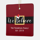 クリスマスサンタクロース信じ私たち家族の写真 セラミックオーナメント (左)