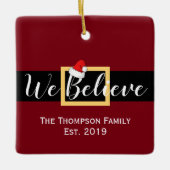 クリスマスサンタクロース信じ私たち家族の写真 セラミックオーナメント (正面)