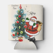 クリスマスサンタクロース名前をカスタムするレトロヴィベ 缶クーラー (裏面)