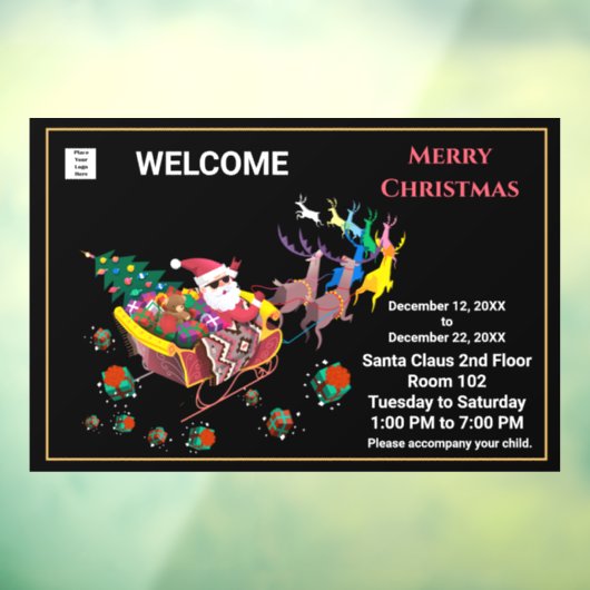 クリスマスサンタクロース営業時間のパーソナライズ ウィンドウサイン (シート3)