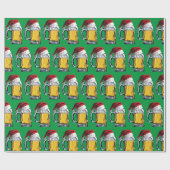 クリスマスサンタクロース帽子とビール ラッピングペーパー (フラット)