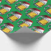 クリスマスサンタクロース帽子とビール ラッピングペーパー (角)