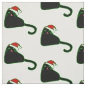 クリスマスサンタクロース帽子の黒猫 ファブリック (見本)