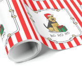 クリスマスサンタクロース帽子ウェルシュテリア犬かわいい ラッピングペーパー (ロールコーナー)