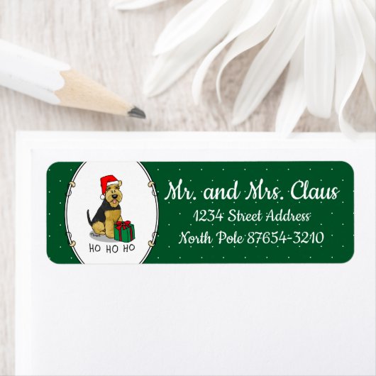 クリスマスサンタクロース帽子ウェルシュテリア犬かわいい ラベル (インサイチュ)