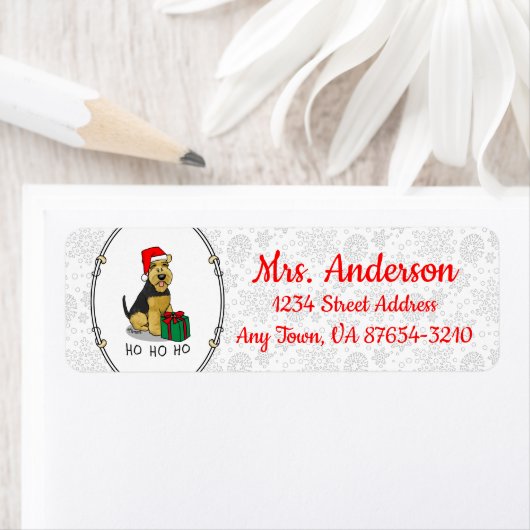 クリスマスサンタクロース帽子ウェルシュテリア犬かわいい ラベル (インサイチュ)