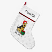 クリスマスサンタクロース帽子ウェルシュテリア犬かわいい ラージクリスマスストッキング (正面 (吊り時))