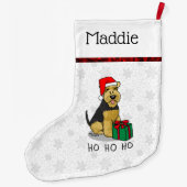 クリスマスサンタクロース帽子ウェルシュテリア犬かわいい ラージクリスマスストッキング (裏面)