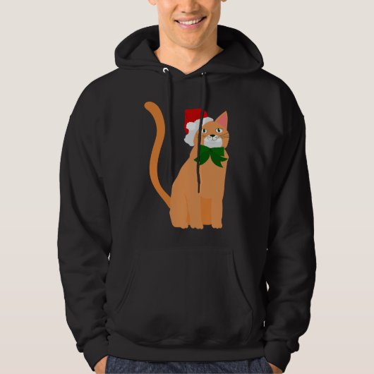 クリスマスサンタクロース帽子オレンジキャット パーカ (正面)