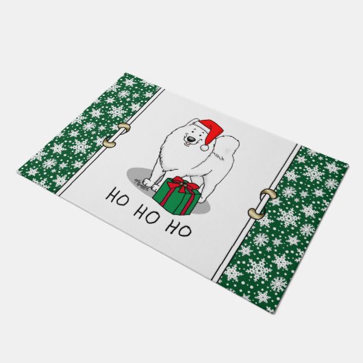 クリスマスサンタクロース帽子サモイドグッズ ドアマット (アングル)