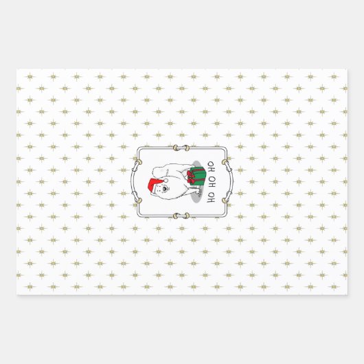 クリスマスサンタクロース帽子サモイドグッズ ラッピングペーパーシート (正面3)