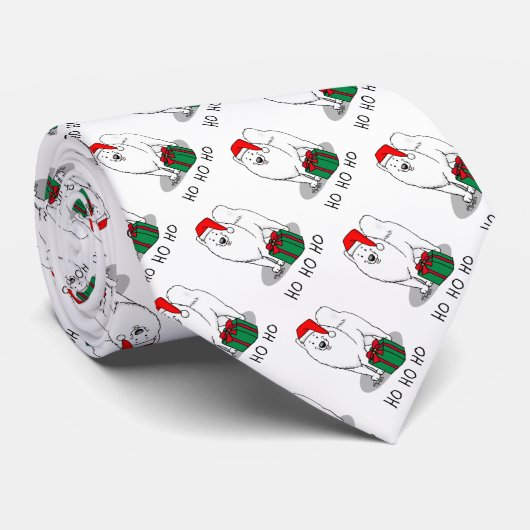 クリスマスサンタクロース帽子サモイドドおもしろいッグ ネクタイ (ロール)