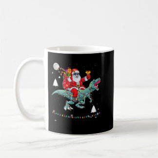 クリスマスサンタクロース恐竜のライトに乗るクリスマス コーヒーマグカップ
