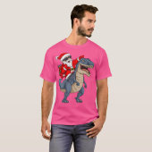 クリスマスサンタクロース恐竜Tレックス少年K Tシャツ (正面フル)