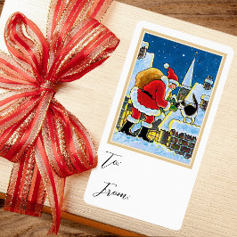 クリスマスサンタクロース猫ギフトステッカー ラベル