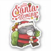 クリスマスサンタクロース猫 シール (正面)