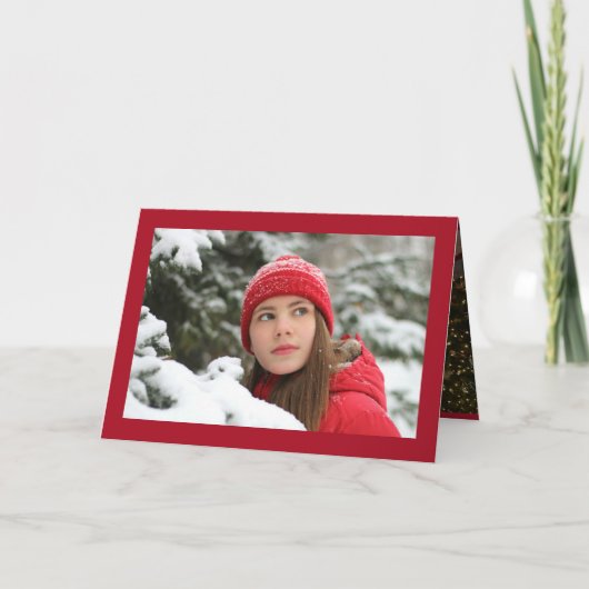 クリスマスサンタクロース簡単2写真テンプレートレッド シーズンカード (裏面)