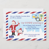 クリスマスサンタクロース航空便エンベロープパーティー 招待状 (正面)