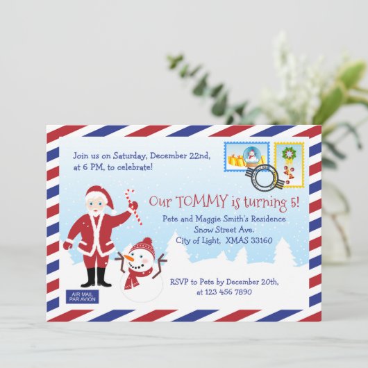クリスマスサンタクロース航空便エンベロープパーティー 招待状 (スタンド正面)