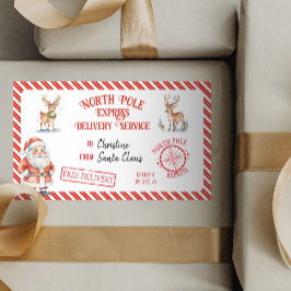 クリスマスサンタクロース贈り物の北極の配達 長方形シール