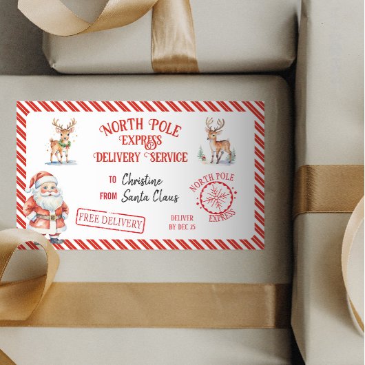 クリスマスサンタクロース贈り物の北極の配達 長方形シール
