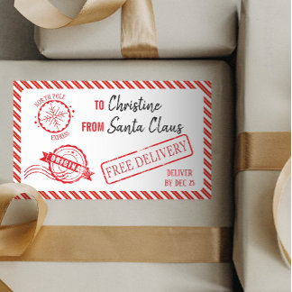 クリスマスサンタクロース贈り物の北極の配達 長方形シール