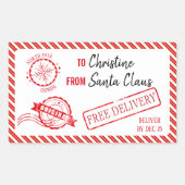 クリスマスサンタクロース贈り物の北極の配達 長方形シール (正面)