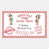 クリスマスサンタクロース贈り物の北極の配達 長方形シール (正面)