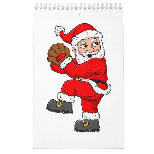 クリスマスサンタクロース野球捕手の少年少女 カレンダー (カバー)