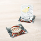 クリスマスサンタクロース降雪広場コースター スクエアペーパーコースター (インサイチュ)