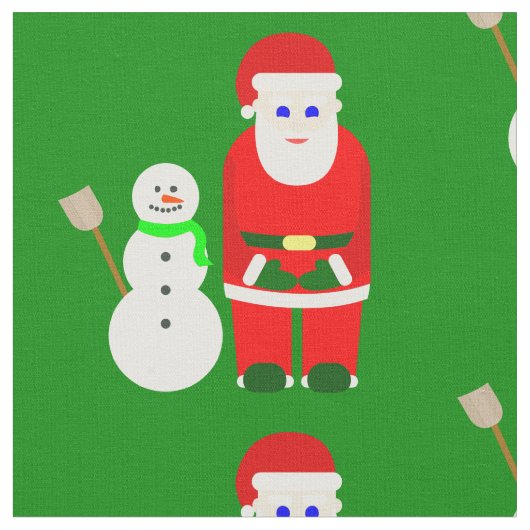 クリスマスサンタクロース雪だるまかわいい ファブリック (クローズアップ)