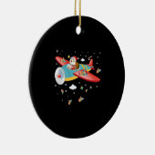 クリスマスサンタクロース飛んでいるパイロット機少年G セラミックオーナメント (右)