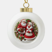 クリスマスサンタクロース飾ホリデーエレメンツ セラミックボールオーナメント (正面)