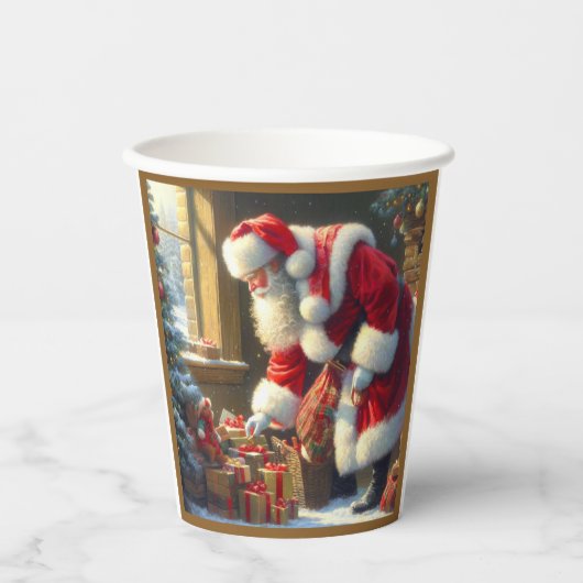 クリスマスサンタクロース3 紙コップ (正面)