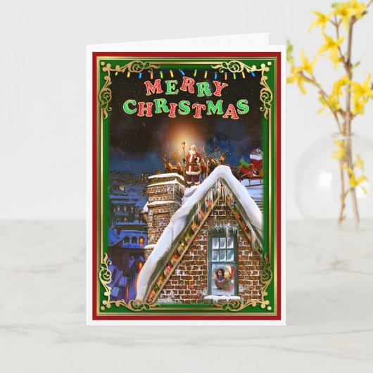 クリスマスサンタクロース カード (黄色い花)