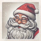 クリスマスサンタクロース ガラスコースター (正面)