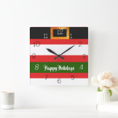 クリスマスサンタクロース スクエア壁時計 (ホーム)