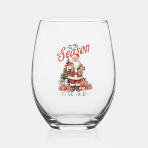クリスマスサンタクロース ステムなしワイングラス