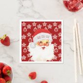 クリスマスサンタクロースHO HO HO ON Red スタンダードカクテルナプキン (インサイチュ)