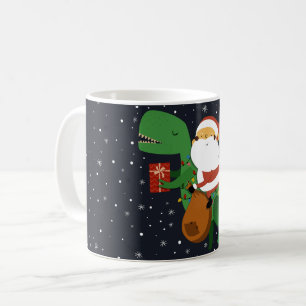 クリスマスサンタクロースTレックス恐竜そり コーヒーマグカップ