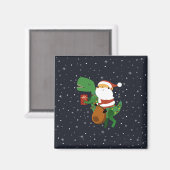 クリスマスサンタクロースTレックス恐竜そり マグネット (正面/裏面)