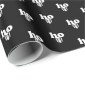 クリスマスサンタグリーティングホホホホホホホホブラックアンドホワイト ラッピングペーパー (ロールコーナー)