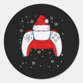 クリスマスサンタゲーマーコントローラー少年たちキッズティーンG ラウンドシール (正面)