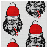 クリスマスサンタゴリラ ファブリック (クローズアップ)