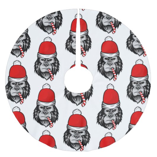 クリスマスサンタゴリラ ブラッシュドポリエステルツリースカート (正面)