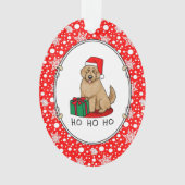クリスマスサンタゴルデンドール（ゴールデンレッド）犬かわいい オーナメント (正面)