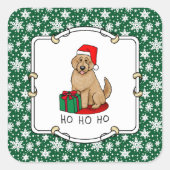 クリスマスサンタゴルデンドール（ゴールデンレッド）犬かわいい スクエアシール (正面)